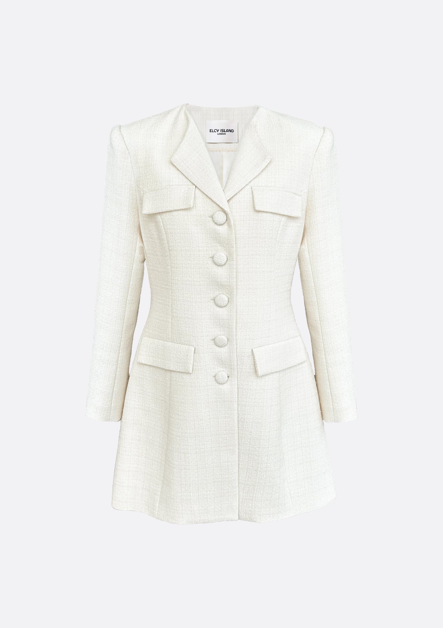Hourglass Tailored Tweed Jacket (IVORY) - ELCY ISLAND