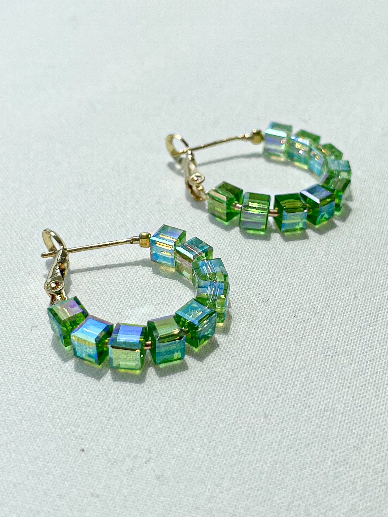 Cleo Green Gem Hoop Earrings - ELCY ISLAND