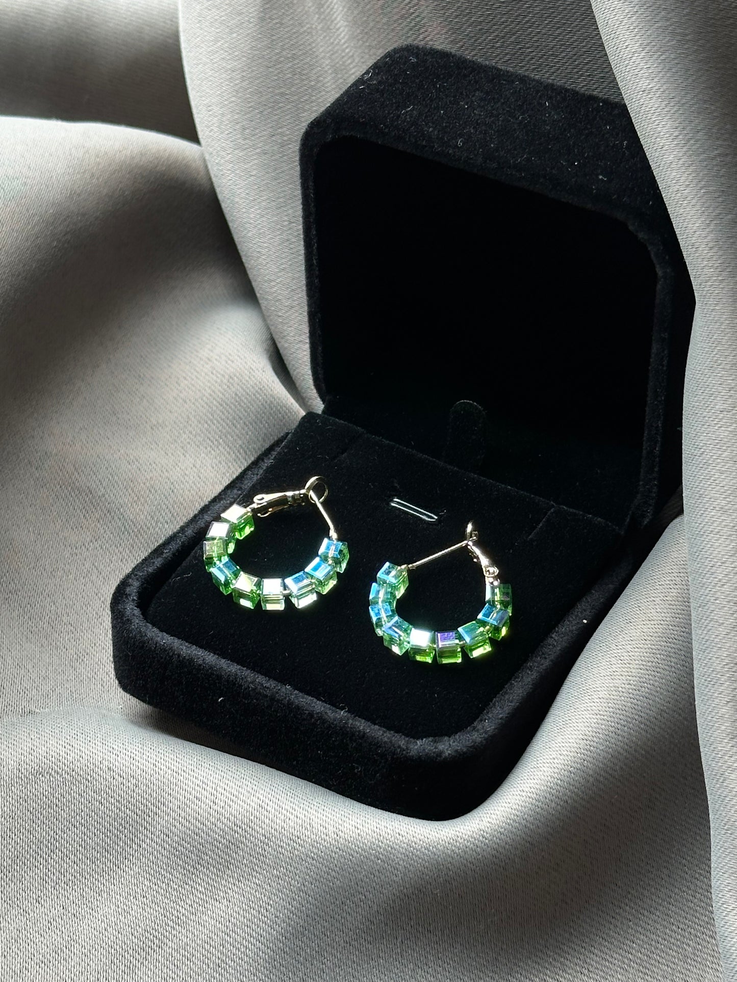 Cleo Green Gem Hoop Earrings - ELCY ISLAND