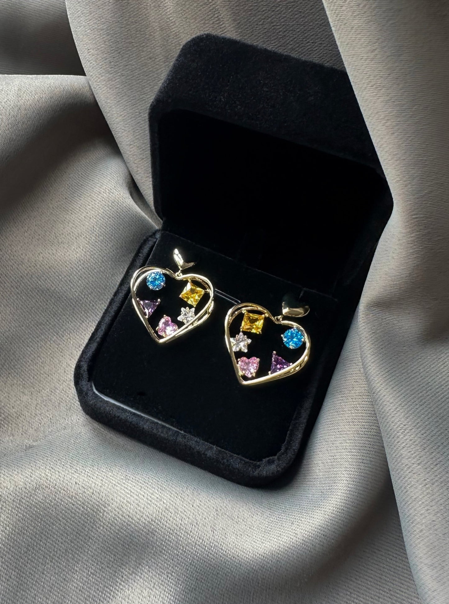 Gilded Heart Gemstone Earrings - ELCY ISLAND
