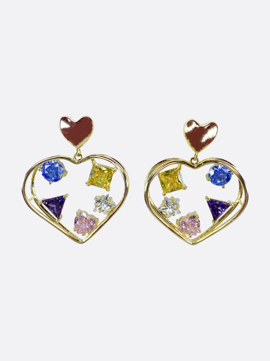 Gilded Heart Gemstone Earrings - ELCY ISLAND
