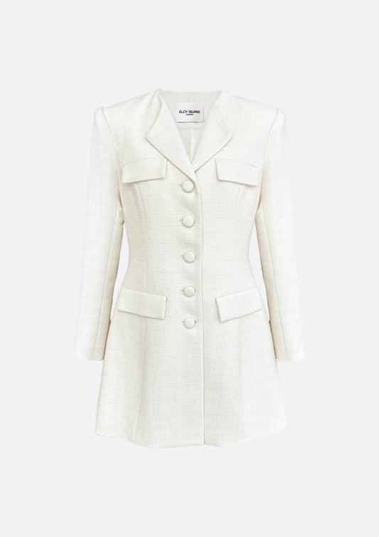 Hourglass Tailored Tweed Jacket (IVORY) - ELCY ISLAND