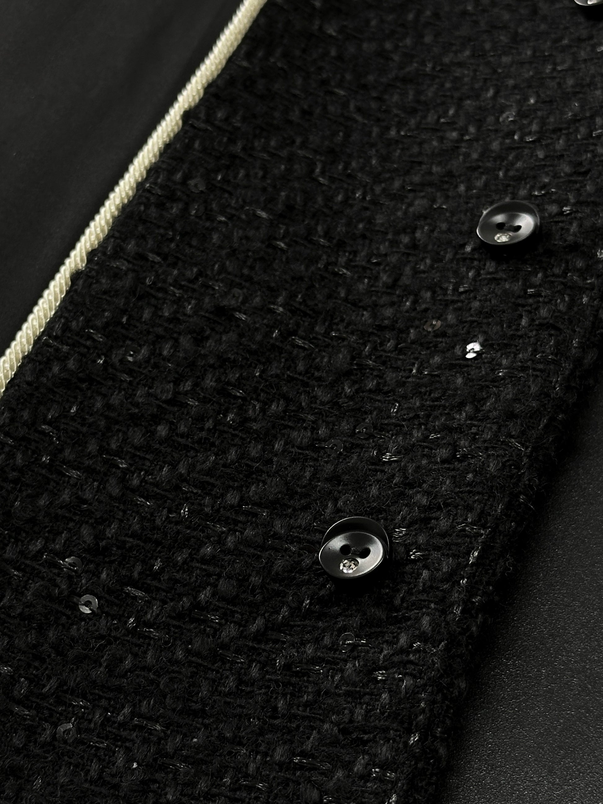 Hourglass Tailored Tweed Jacket (BLACK) - ELCY ISLAND