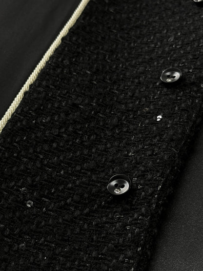 Hourglass Tailored Tweed Jacket (BLACK) - ELCY ISLAND