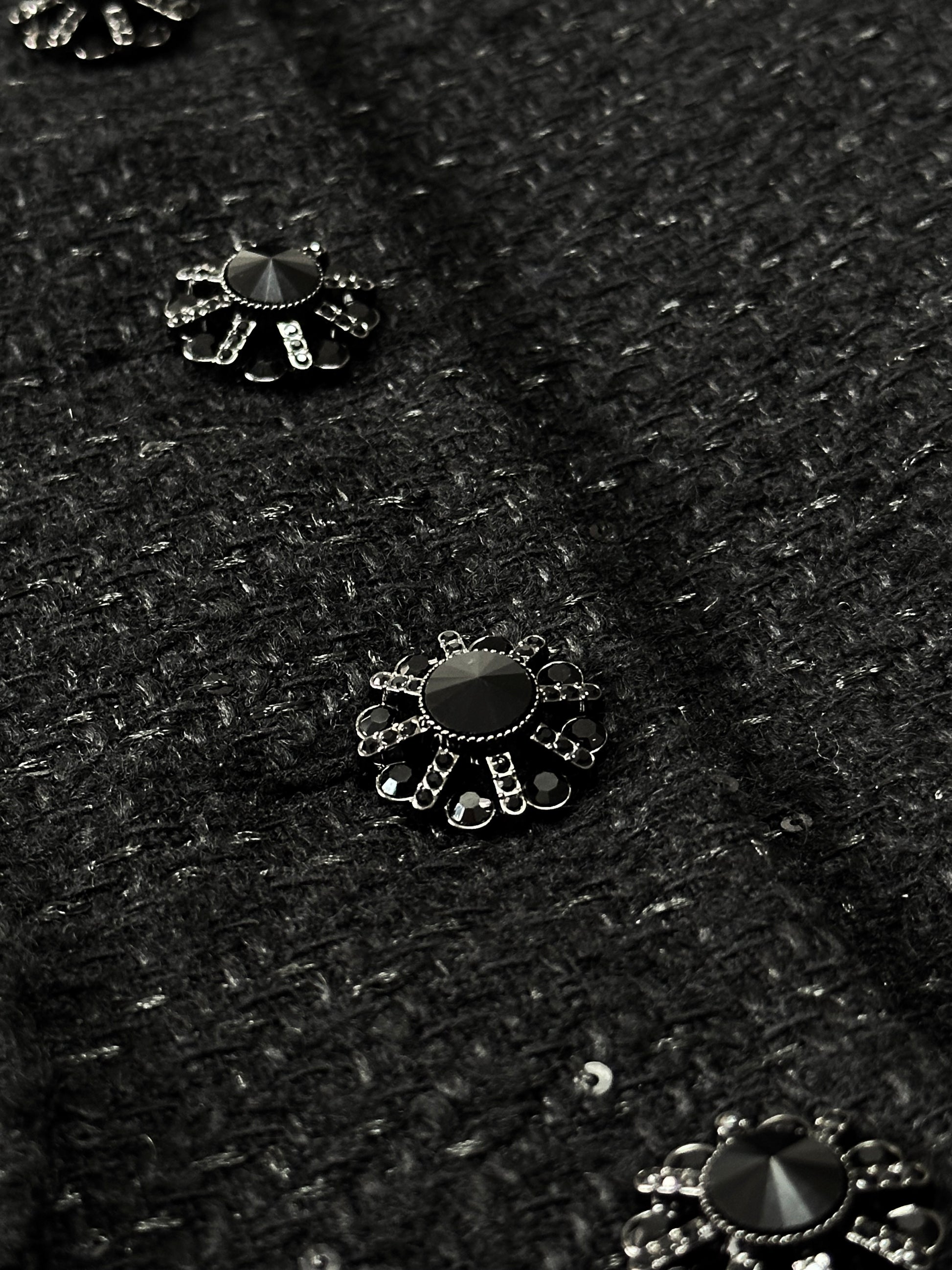 Hourglass Tailored Tweed Jacket (BLACK) - ELCY ISLAND