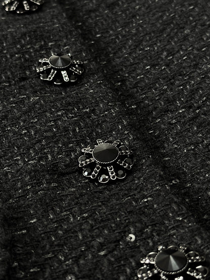 Hourglass Tailored Tweed Jacket (BLACK) - ELCY ISLAND