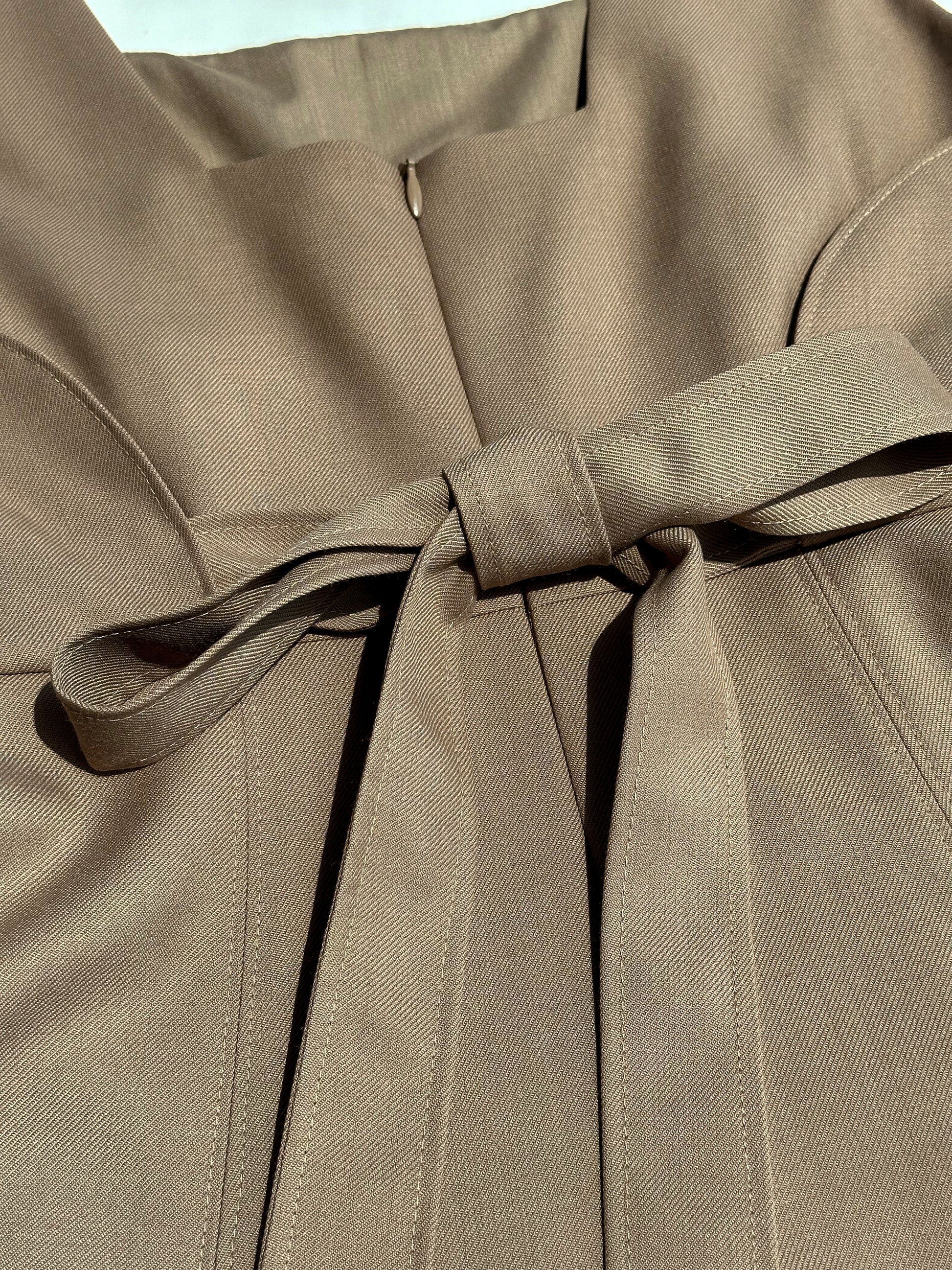 Odette Square Neck Wool Blended A-line Dress (BEIGE) - ELCY ISLAND