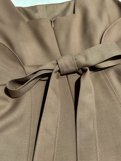 Odette Square Neck Wool Blended A-line Dress (BEIGE) - ELCY ISLAND