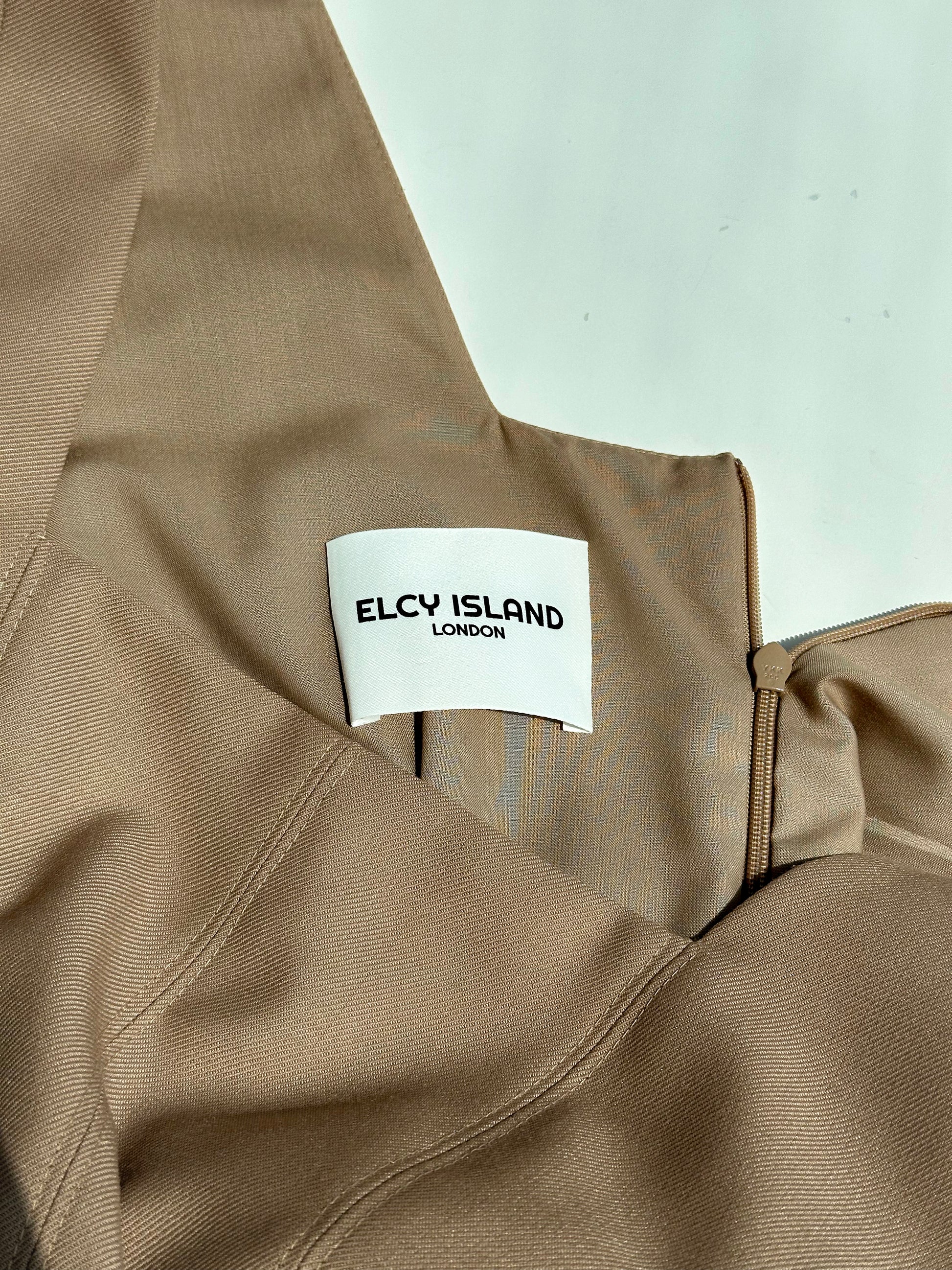 Odette Square Neck Wool Blended A-line Dress (BEIGE) - ELCY ISLAND