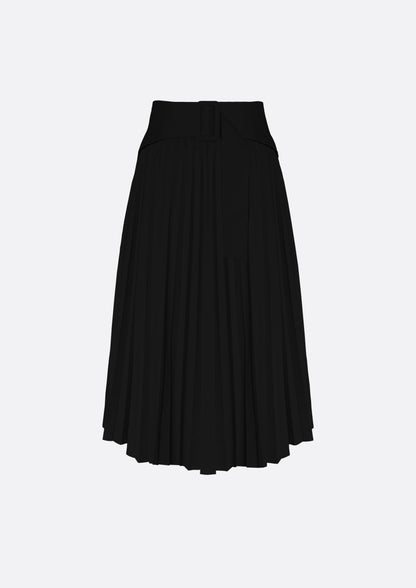 Back Belt Point A-line Skirt (BLACK) - ELCY ISLAND