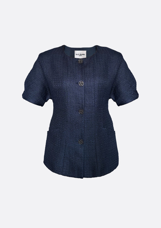 Grace Signature Tweed Jacket (NAVY) - ELCY ISLAND