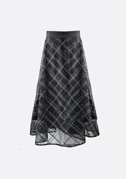 Valentina Diamond Lace Tulle Skirt (BLACK) - ELCY ISLAND