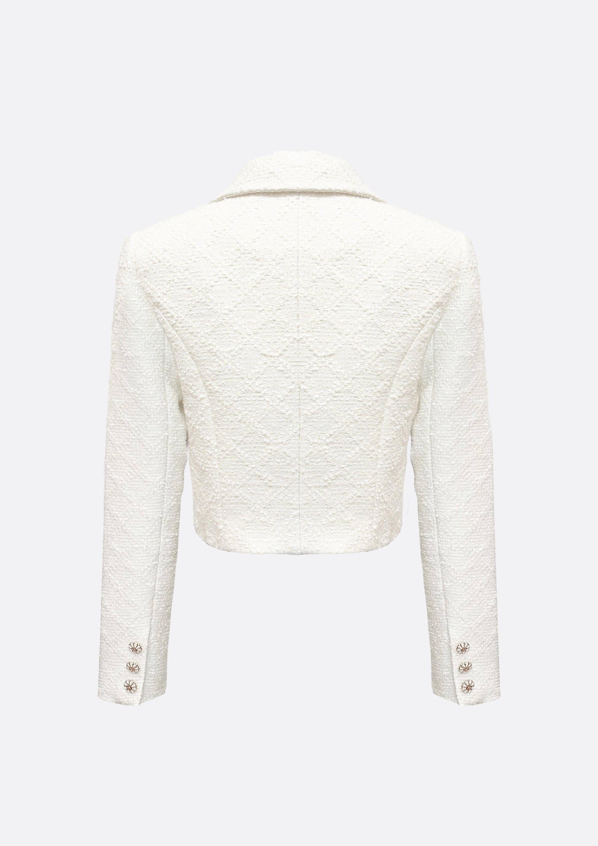 Romantic Cropped Tweed Jacket (IVORY) - ELCY ISLAND