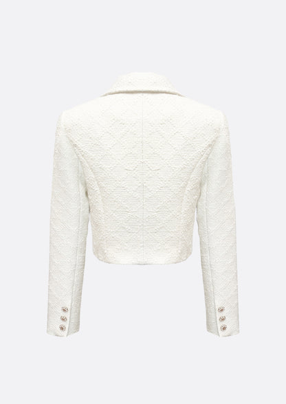 Romantic Cropped Tweed Jacket (IVORY) - ELCY ISLAND