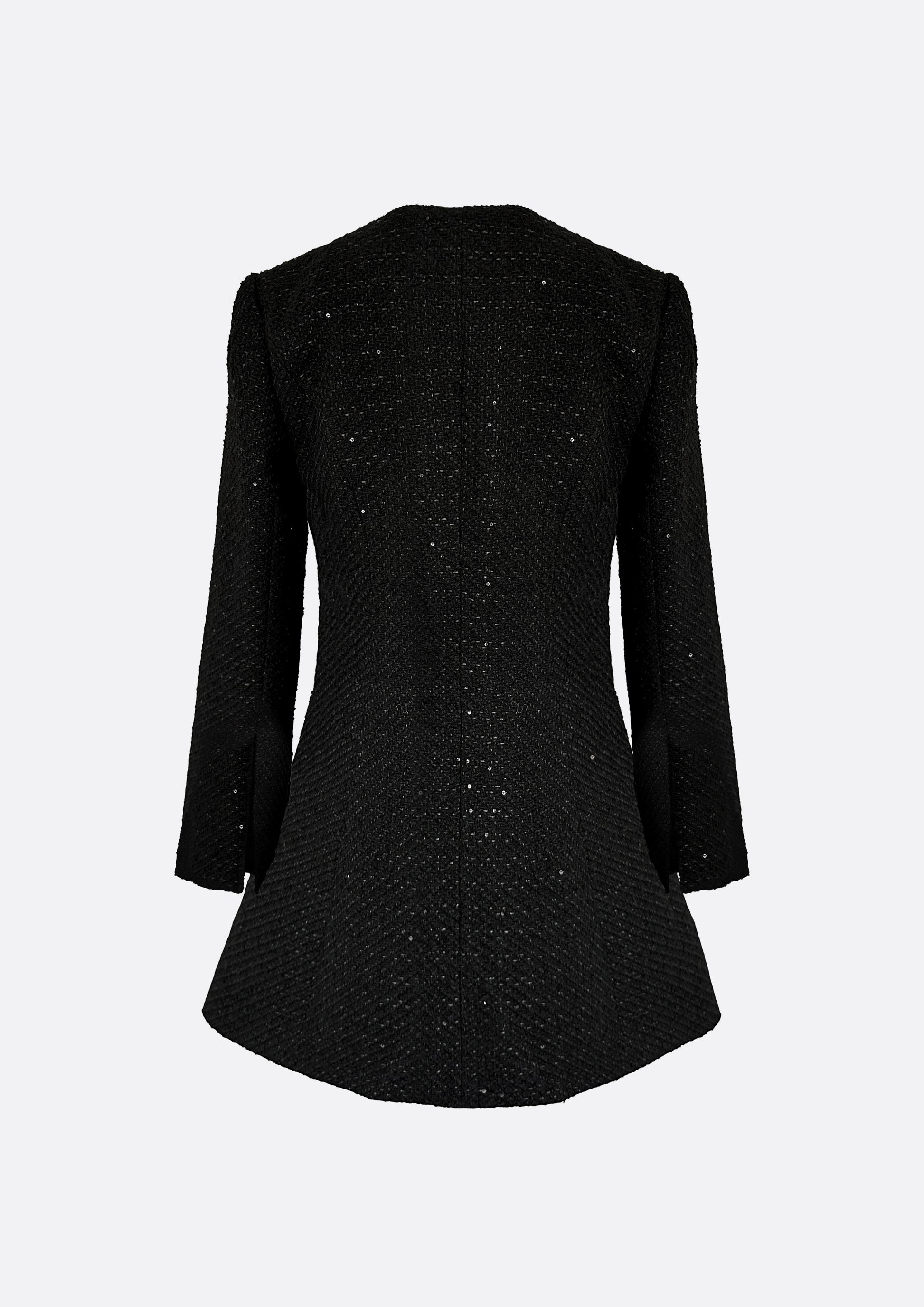 Hourglass Tailored Tweed Jacket (BLACK) - ELCY ISLAND