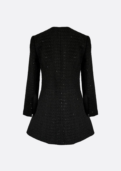 Hourglass Tailored Tweed Jacket (BLACK) - ELCY ISLAND