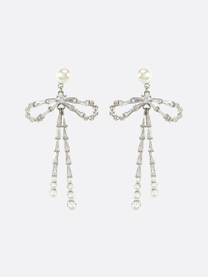 Ella Silver Ribbon Earrings - ELCY ISLAND