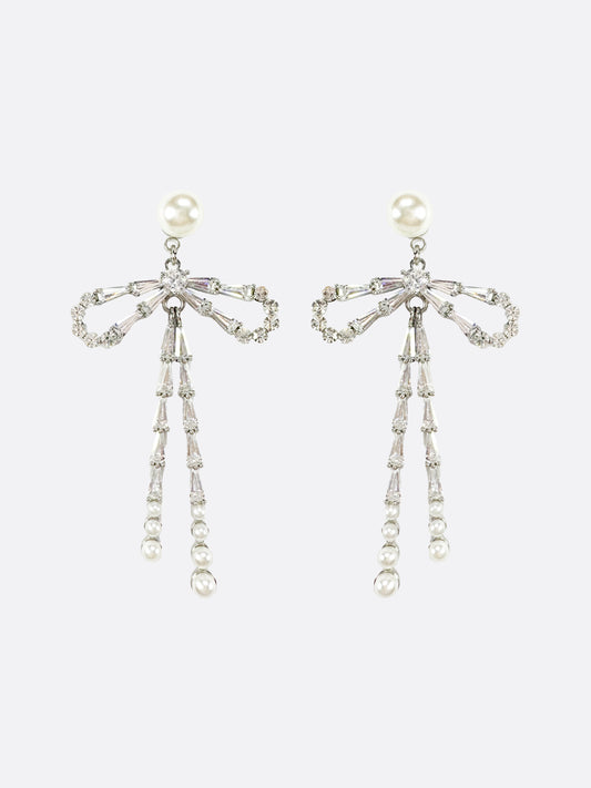 Ella Silver Ribbon Earrings - ELCY ISLAND