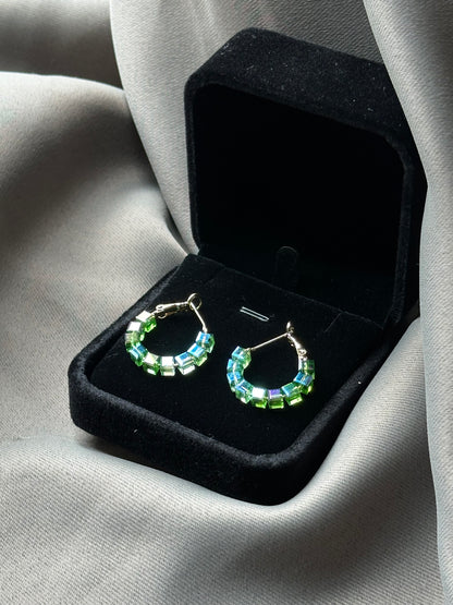 Cleo Green Gem Hoop Earrings - ELCY ISLAND