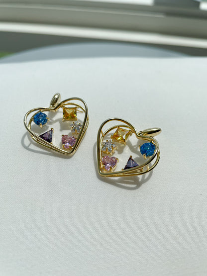 Gilded Heart Gemstone Earrings - ELCY ISLAND