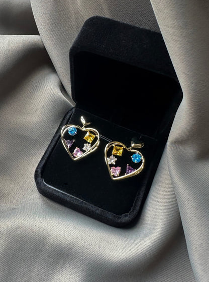 Gilded Heart Gemstone Earrings - ELCY ISLAND