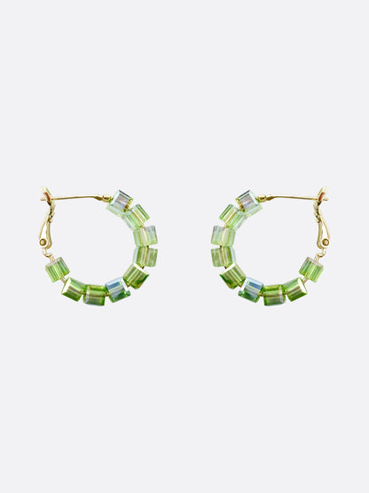 Cleo Green Gem Hoop Earrings - ELCY ISLAND