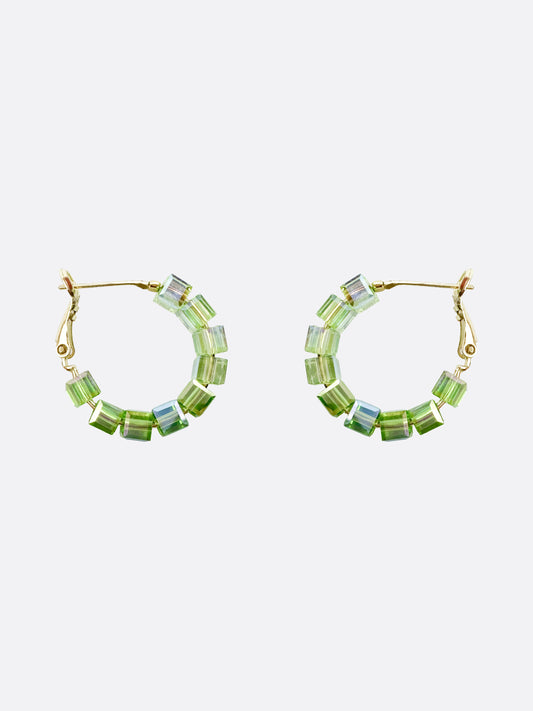 Cleo Green Gem Hoop Earrings - ELCY ISLAND